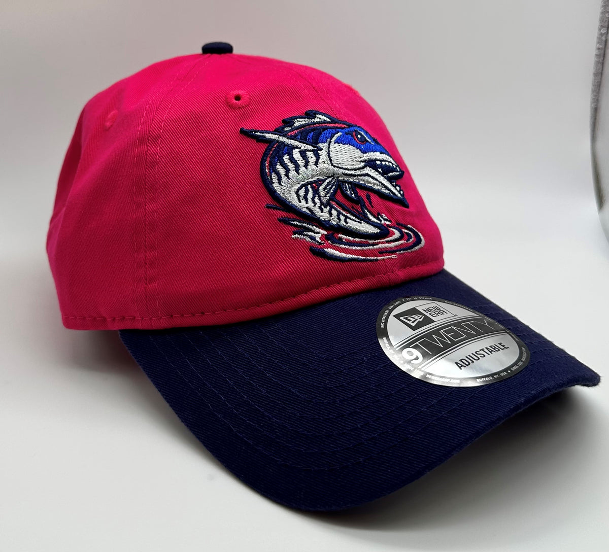 Pensacola Blue Wahoos MILB MARVEL DEFENDERS Pink-Navy Fitted Hat
