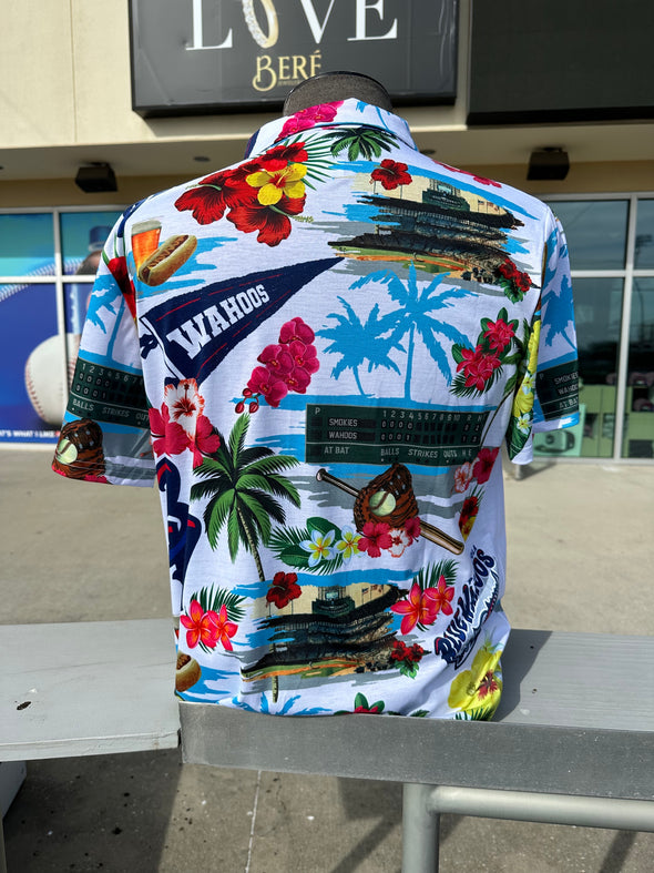 Blue Wahoos Hawaiian Button Shirt