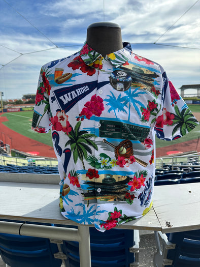 Blue Wahoos Hawaiian Button Shirt