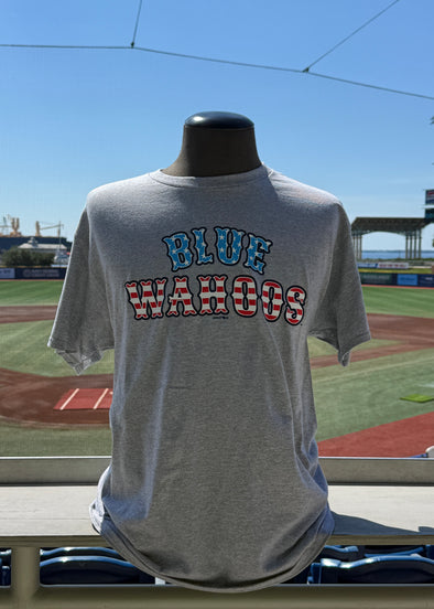 Pensacola Blue Wahoos Fourth of July Name Flag Tee