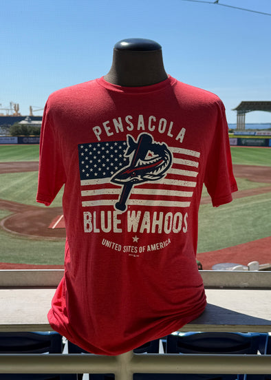 Pensacola Blue Wahoos Fourth of July Faded Glory Tee