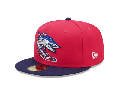Men's New Era Aqua Pensacola Blue Wahoos Theme Nights Mullets Alternate 1 59FIFTY Fitted Hat